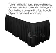 Black Table Skirting (6.3m) + BONUS Clips Design