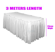 White Table Skirting (3m) + BONUS Skirting Clips Dimensions