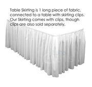 White Table Skirting (3.7m) + BONUS Skirting Clips Requires Purchase Of Tablecloth For Top