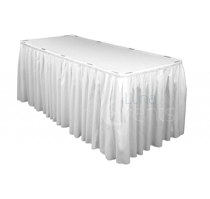 White Table Skirting (6.3m) + BONUS Skirting Clips