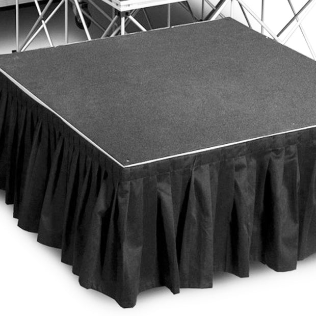 Black Stage Skirting (50cm x 3m) + BONUS Skirting Clips Stage View 2