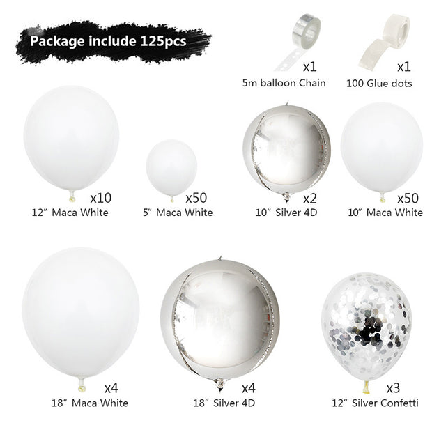 Silver Balloon garland kit contents