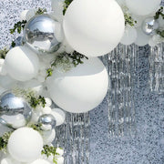 Silver balloon garland closeup