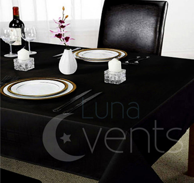 Black Rectangle Tablecloths (220cm x 380cm) In Setting Dining