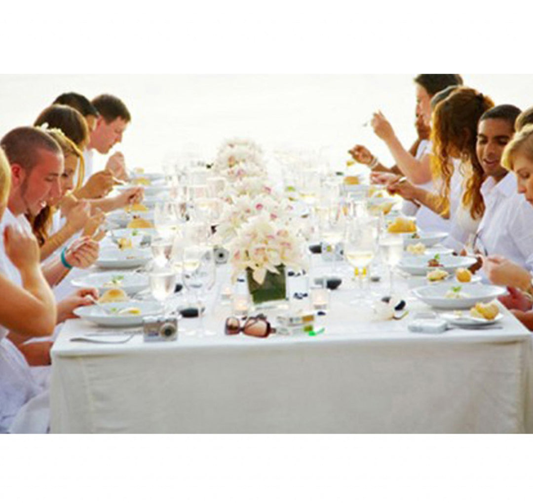 White Rectangle Tablecloth (220cm x 330cm) close up 