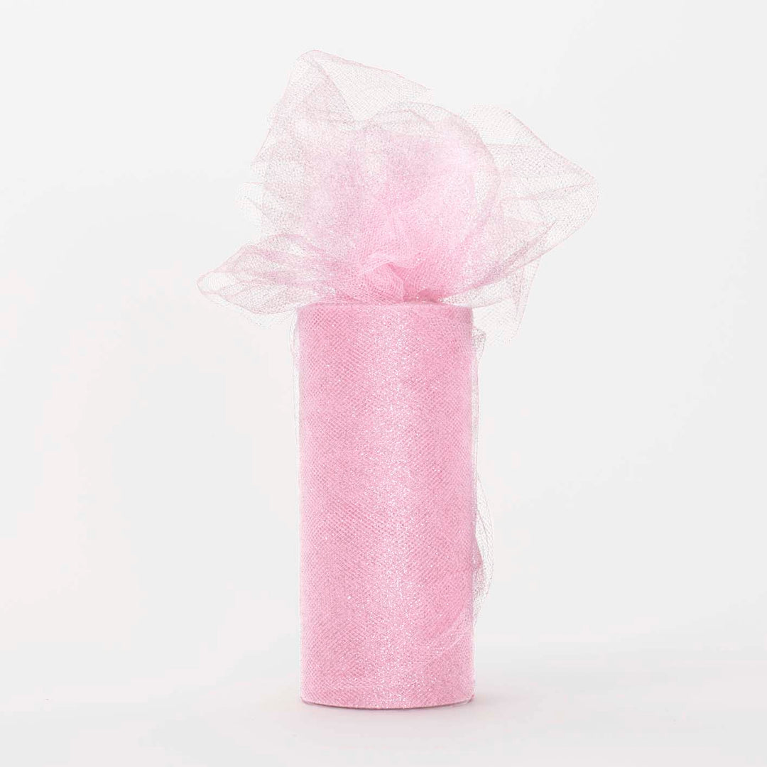 Small Pink Tulle with glitter roll with fluffed tulle