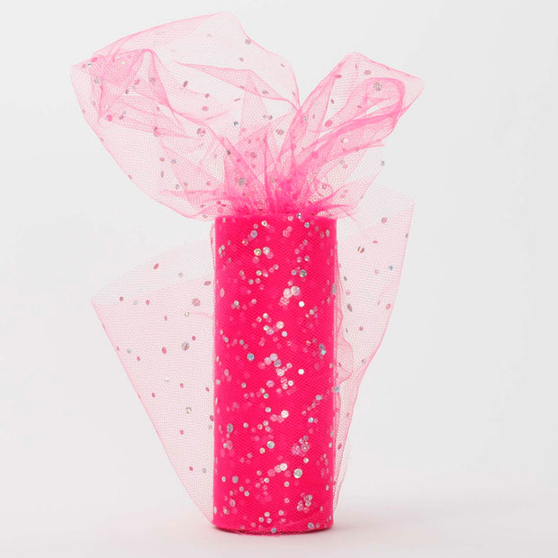 Hot Pink Sequin Tulle Fabric Roll Wedding Party Material