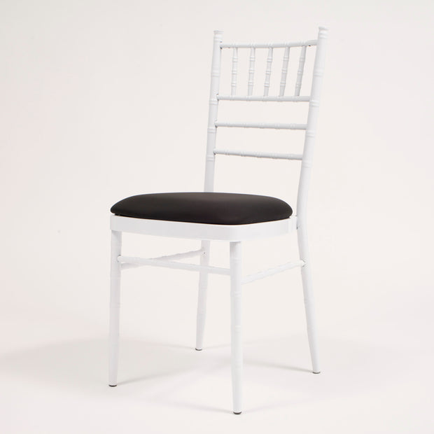 Black Cushion Cover on White Chiavari Chair