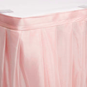 Tulle and Ice Silk Layered Table Skirting - Blush (3m) Pleats