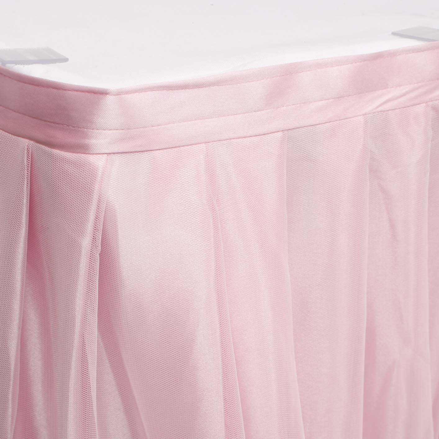 Shop Light Pink Layered Table Skirting 3m Tulle and Satin Fabric Luna Wedding Event Supplies