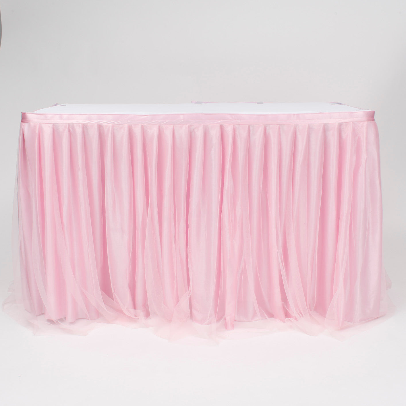 Shop Light Pink Layered Table Skirting 3m Tulle and Satin Fabric Luna Wedding Event Supplies