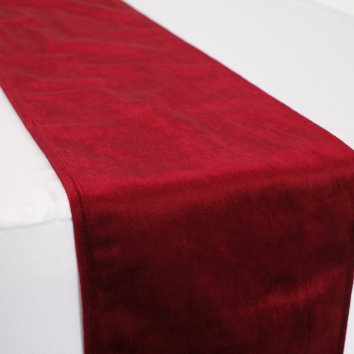 Elegant Burgundy Velvet Table Runner