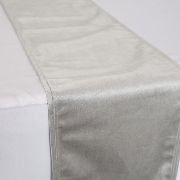 Shop Velvet Table Runners (Silver) Luna Wedding & Event Supplies