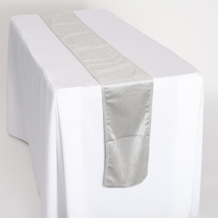 Luxurious Silver Velvet Table Runner