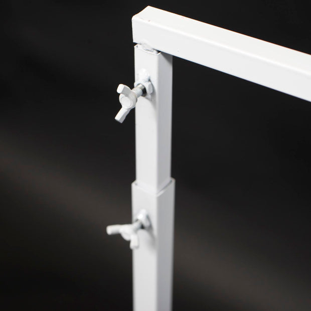 Height Adjustable Freestanding Frame - White (90cm wide x150cm high) Adjusting knobs 2