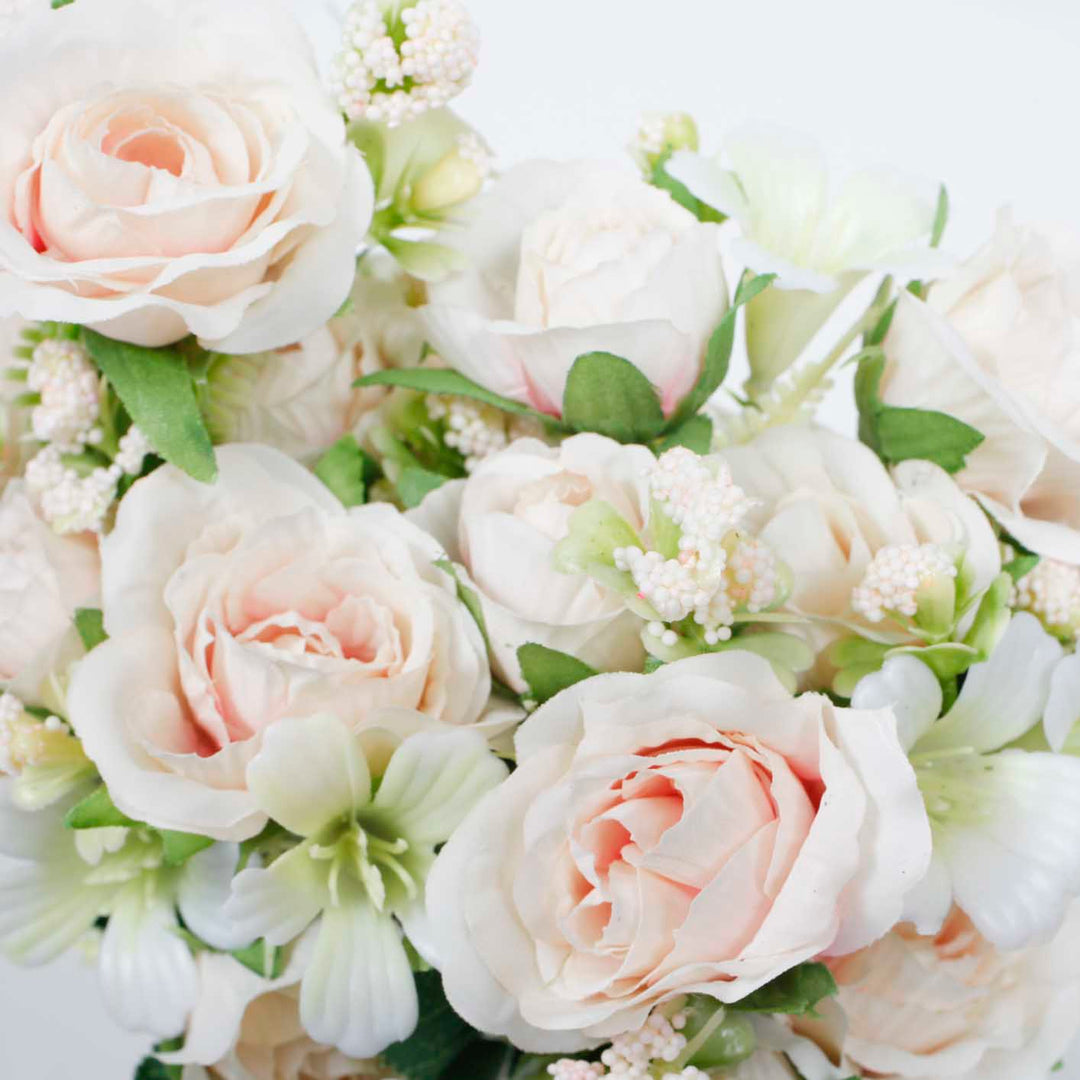 Artificial Rose Small Flower Bouquet (5cm heads) - Blush - Spray Style