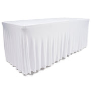 White Lycra Fitted Tablecloth with Skirting for 6ft Trestle Tables