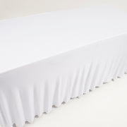 White Lycra Fitted Tablecloth with Skirting for 6ft Trestle Tables Pleats