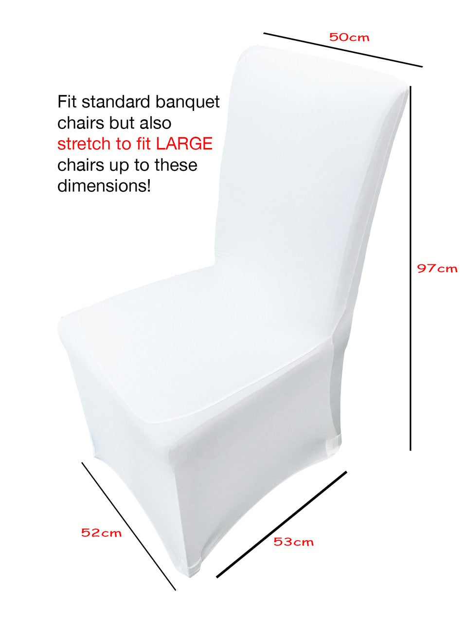 White Lycra Chair Covers dimensions