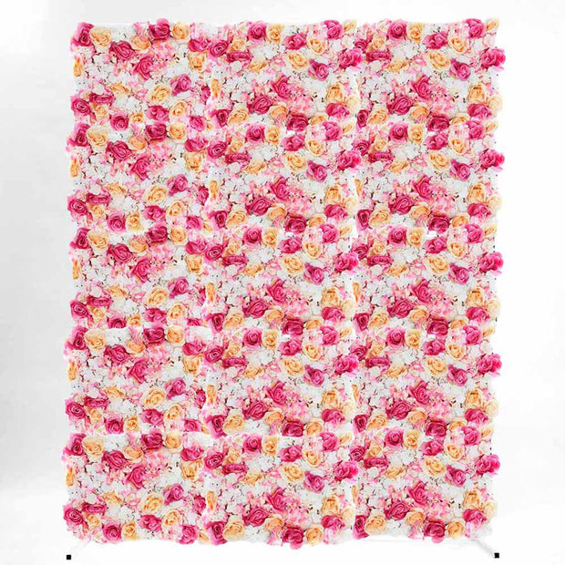 Pink Rose Hydrangea Flower Wall + White Mesh Frame Freestanding COMBO - (2m x 1.5m) *BEST VALUE*