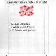 Pink Rose Hydrangea Flower Wall + White Mesh Frame Freestanding COMBO - (2m x 1.5m) *BEST VALUE* Details 2