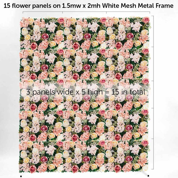 Premium Peony Flower Wall + White Mesh Frame Freestanding COMBO - (2m x 1.5m) *BEST VALUE* Details 1
