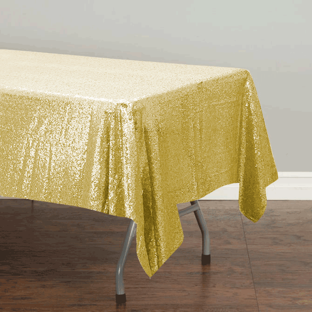 Champagne Gold Sequin Tablecloth 125x240cm