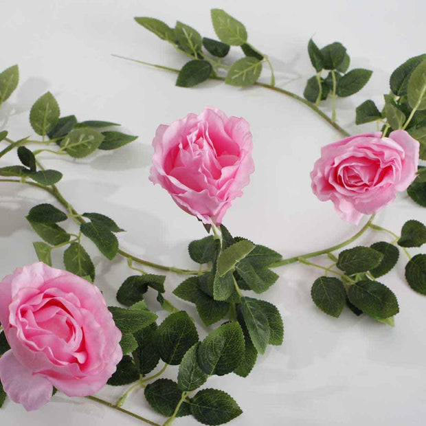 Artificial Pink Rose Vine 9cm Flower Close Of Vines And Flower