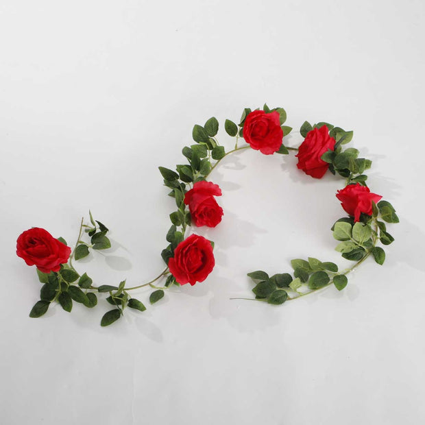 Artificial Red Rose Vine 9cm Flower