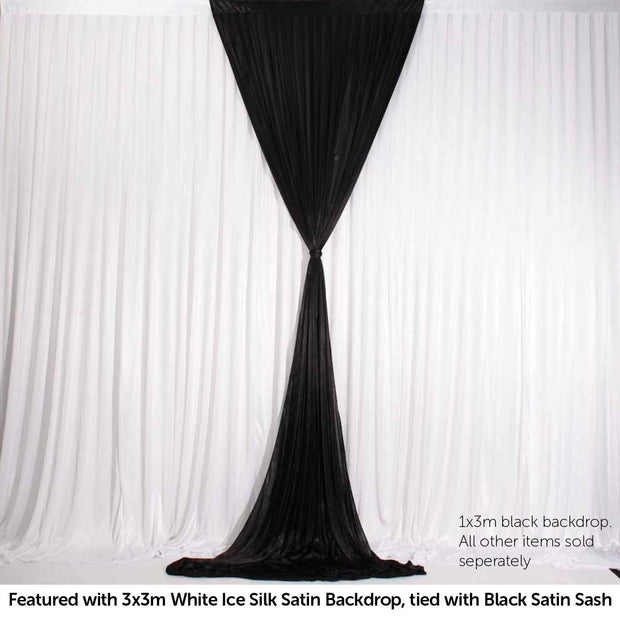 Black Ice Silk Satin Backdrop Convertible Panels 1mx3m