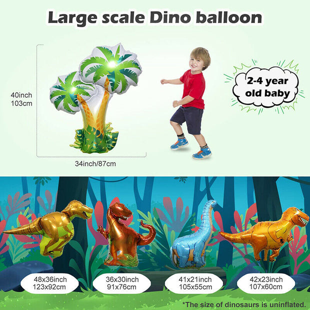 97 pc Balloon Garland Kit - Green Dinosaur Birthday Theme sizing