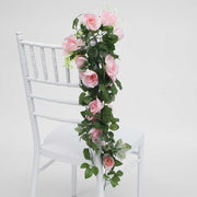 Pink Rose (6cm) Flower Waterfall Bouquet On Chair 1