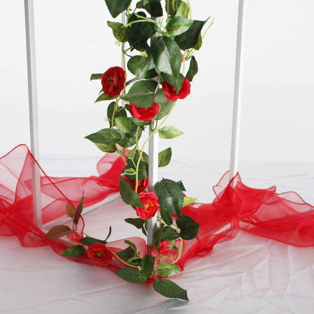 Artificial Red Rose Bouquet 3cm Flower Vine Close Up