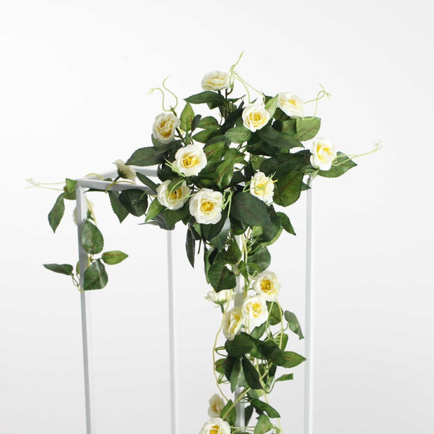 Artificial White Rose Bouquet 3cm Flower Close Up 1