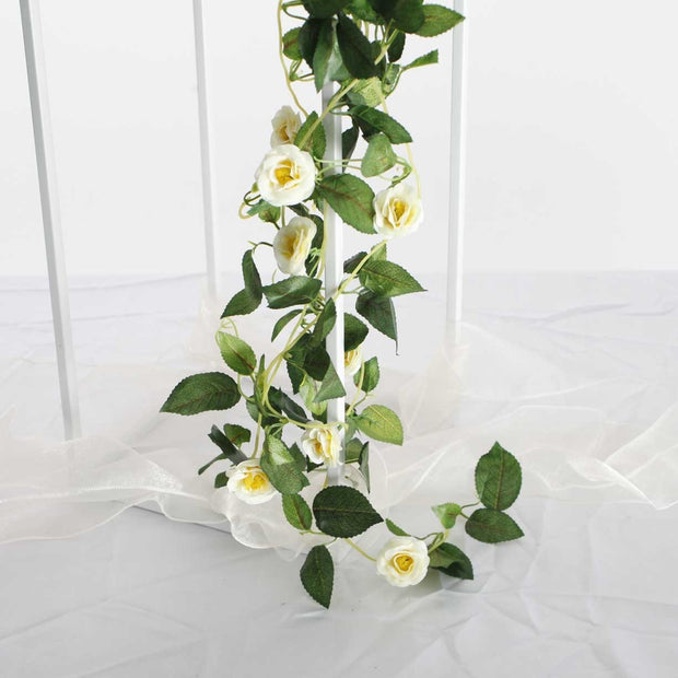 Artificial White Rose Bouquet 3cm Flower Vine Section