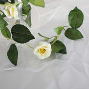 Artificial White Rose Bouquet 3cm Flower Close Up 3