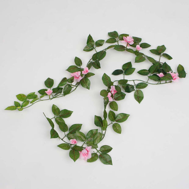 2 x Pink Rose (3cm) Artificial Flower Vine - 1.6m