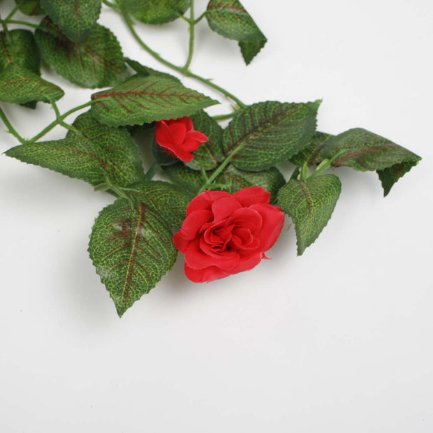 Red Rose (3cm) Artificial Flower Vine - 1.6m Flower Close Up