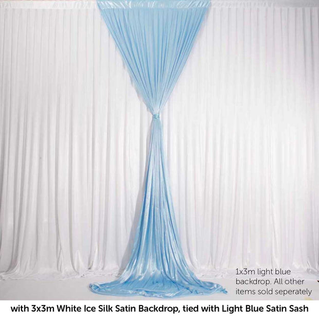 Light Blue Ice Silk Satin Backdrop Convertible Panels 1mx3m