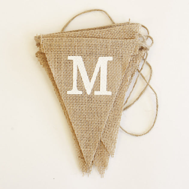 Bunting - Hessian Mr & Mrs Triangles | Luna Wedding & Event Supplies