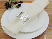 Silver Napkin Ring - Geometric Luxe Meander