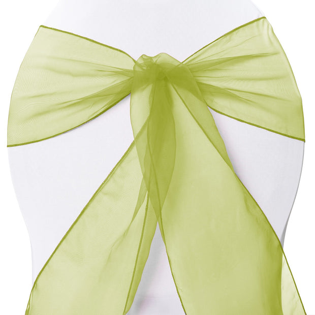 Organza Chair Sashes - Olive Green