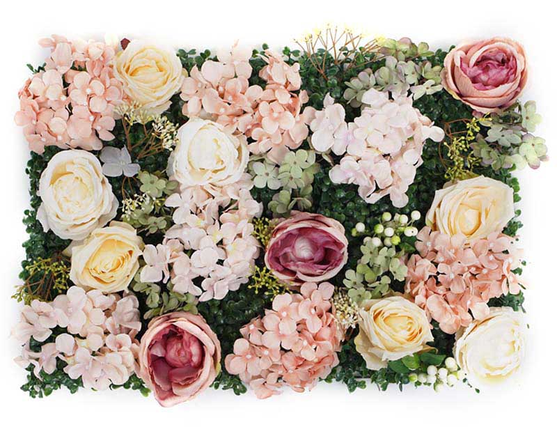 PREMIUM Flower Wall - Peony, Rose, Hydrangea & Box Hedge (Blush Pink, Peach, Cream, Green)