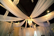 8 White Ceiling Drapes (Ice Silk Satin) with White Cross Centre Ring - Bridal Package