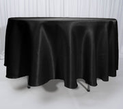 Black Round Satin Tablecloth Overlay (230cm) On It's Own