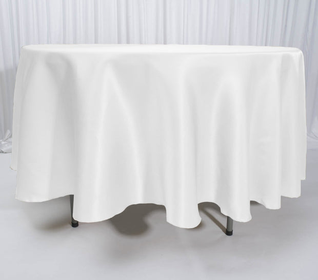 White Round Satin Tablecloth Overlay (230cm)