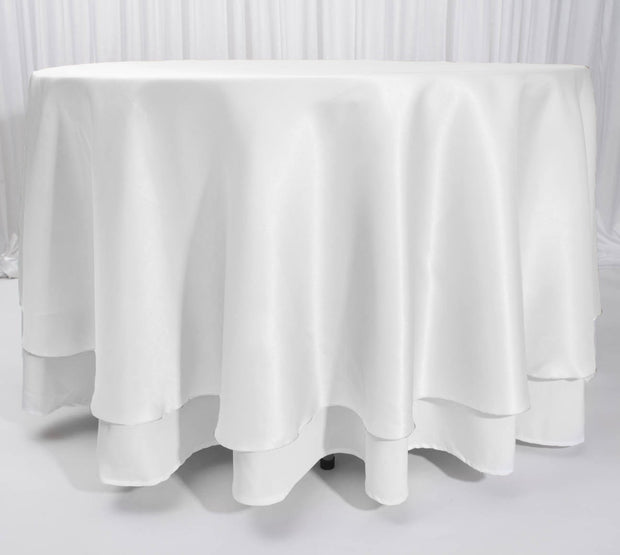 Shop Gold Round Satin Tablecloth Ovelay (230cm) | Luna Wedding & Event ...