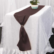 Satin Table Runners - Chocolate Brown With Diamante Buckle