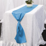 Satin Table Runners - Electric Blue With Diamante Buckle