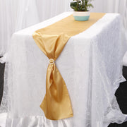 Satin Table Runners - Gold With Diamante Buckle